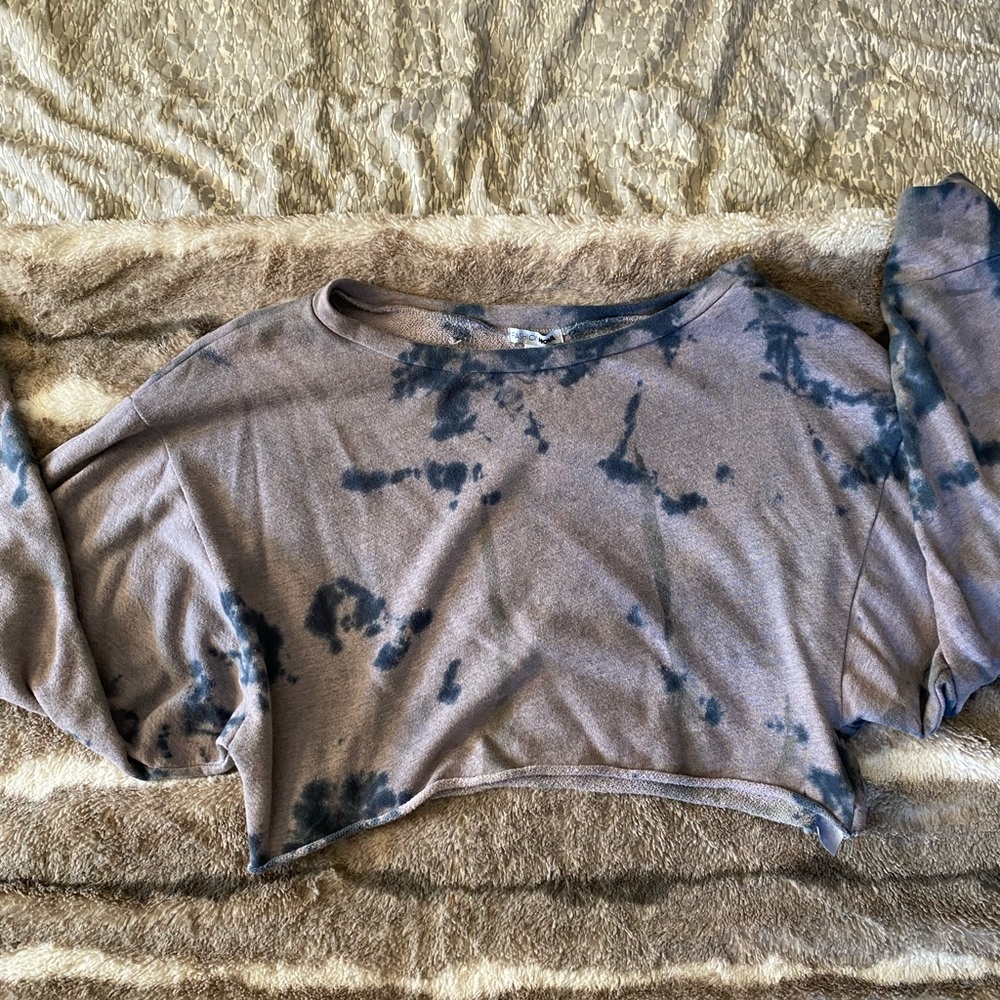 Oversized tie dye cropped sweatshirt